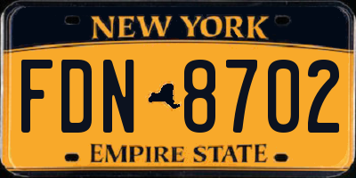 NY license plate FDN8702
