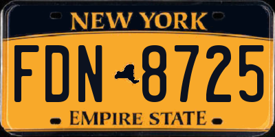 NY license plate FDN8725