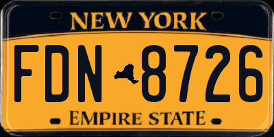 NY license plate FDN8726