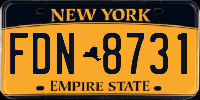 NY license plate FDN8731