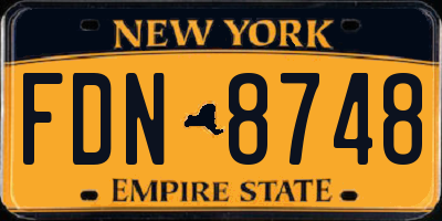 NY license plate FDN8748