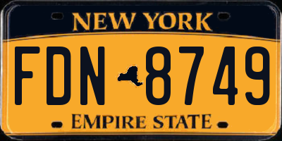 NY license plate FDN8749