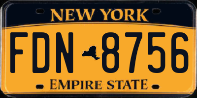 NY license plate FDN8756