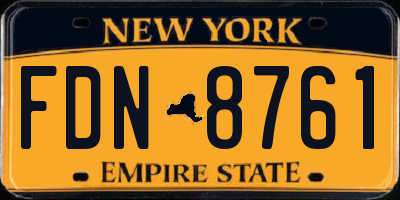 NY license plate FDN8761