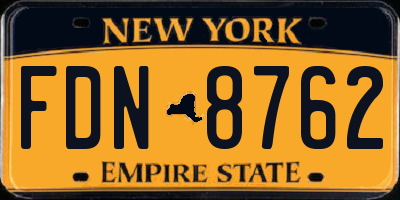 NY license plate FDN8762