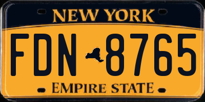 NY license plate FDN8765