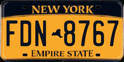 NY license plate FDN8767