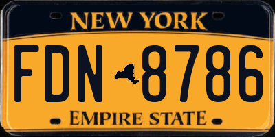NY license plate FDN8786