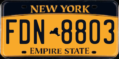 NY license plate FDN8803