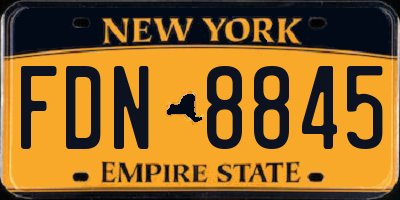 NY license plate FDN8845