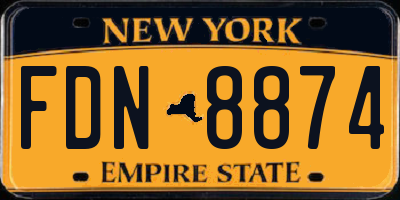 NY license plate FDN8874