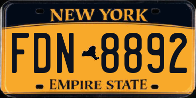 NY license plate FDN8892