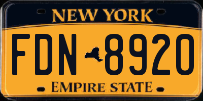 NY license plate FDN8920