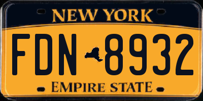 NY license plate FDN8932