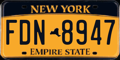 NY license plate FDN8947