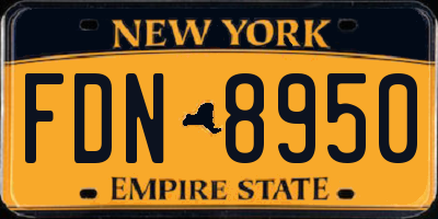 NY license plate FDN8950