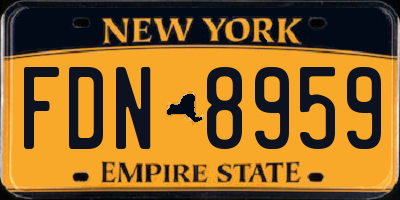 NY license plate FDN8959