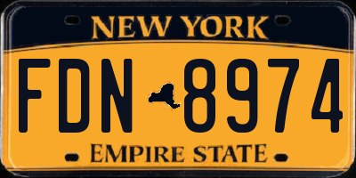 NY license plate FDN8974