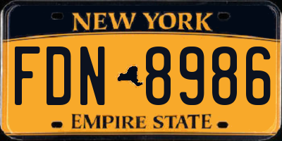 NY license plate FDN8986