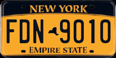 NY license plate FDN9010