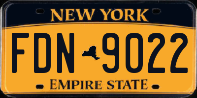NY license plate FDN9022