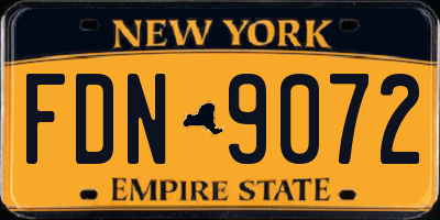 NY license plate FDN9072