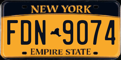 NY license plate FDN9074