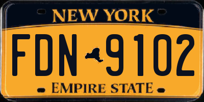 NY license plate FDN9102
