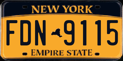 NY license plate FDN9115
