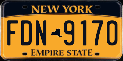 NY license plate FDN9170