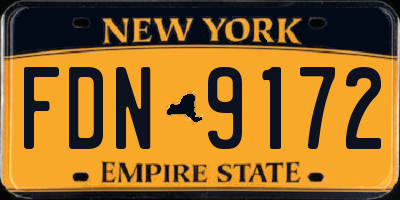 NY license plate FDN9172