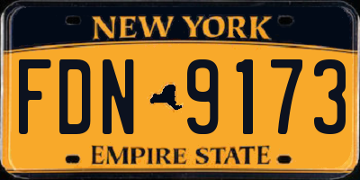 NY license plate FDN9173