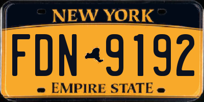 NY license plate FDN9192