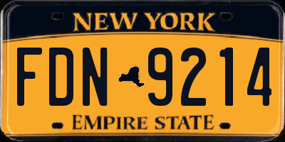 NY license plate FDN9214