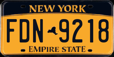 NY license plate FDN9218