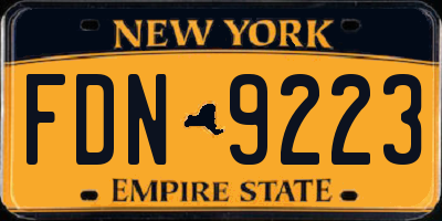 NY license plate FDN9223