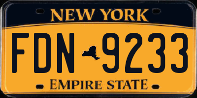 NY license plate FDN9233