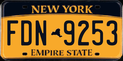NY license plate FDN9253
