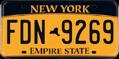 NY license plate FDN9269
