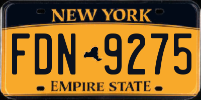 NY license plate FDN9275
