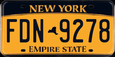 NY license plate FDN9278