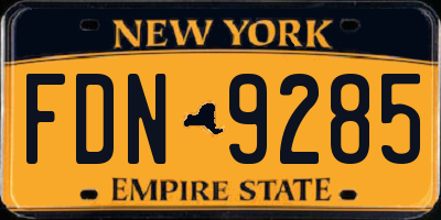 NY license plate FDN9285
