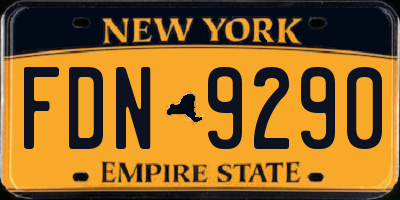 NY license plate FDN9290