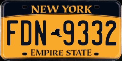 NY license plate FDN9332