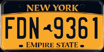 NY license plate FDN9361