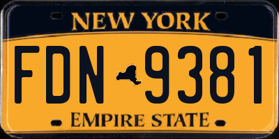 NY license plate FDN9381