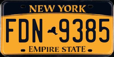 NY license plate FDN9385