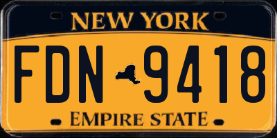 NY license plate FDN9418