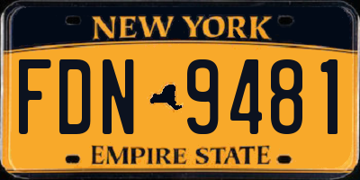 NY license plate FDN9481