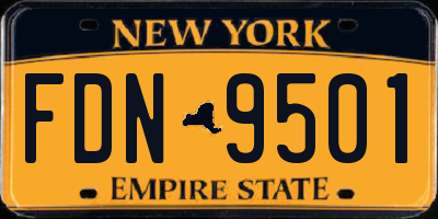 NY license plate FDN9501